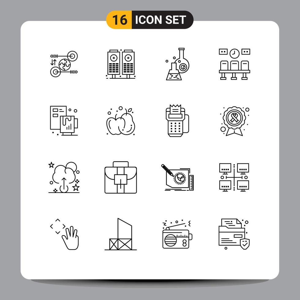 16 Creative Icons Modern Signs and Symbols of creative transportation beaker train scientific Editable Vector Design Elements