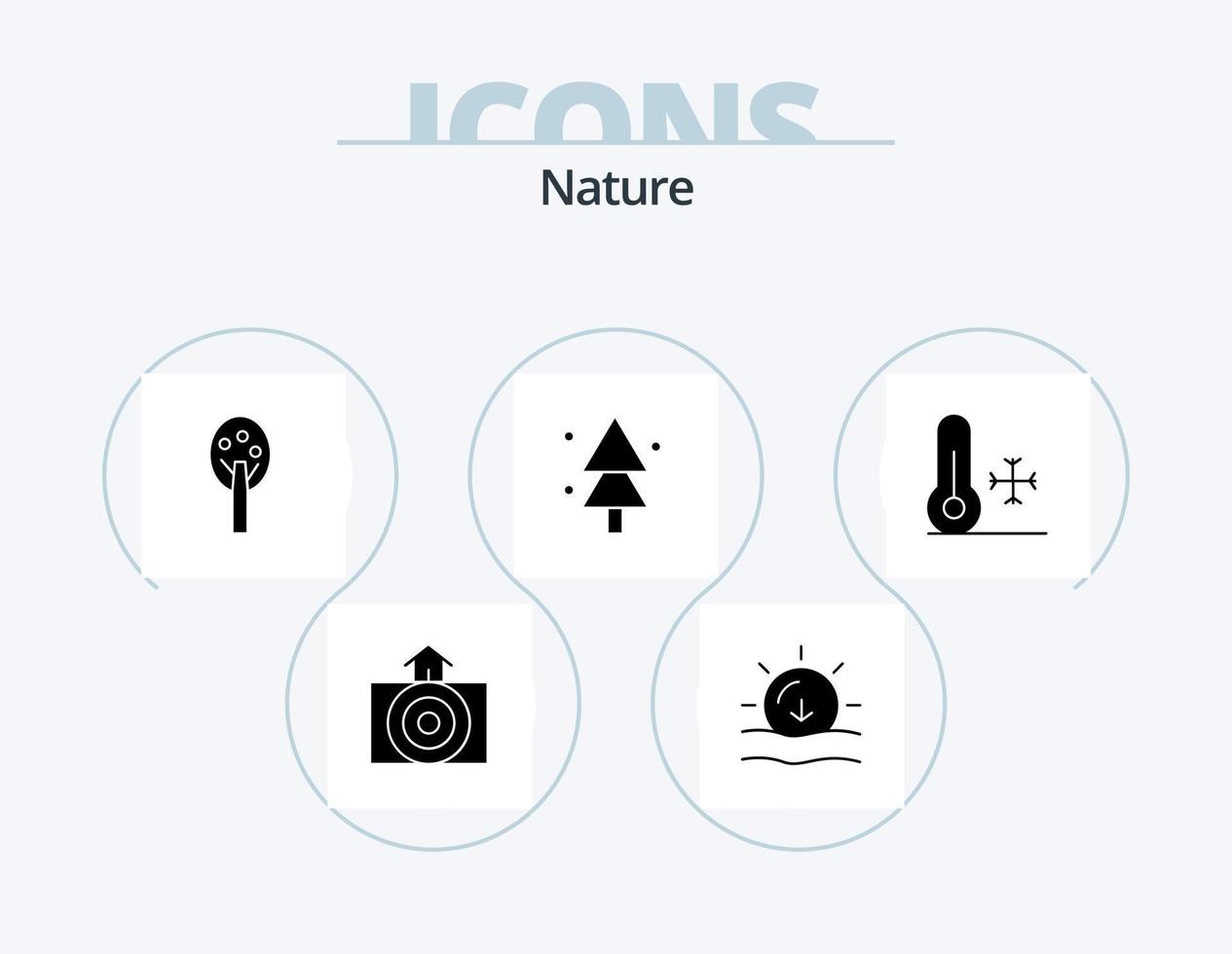 paquete de iconos de glifos naturales 5 diseño de iconos. termómetro. naturaleza. naturaleza. árbol. naturaleza vector