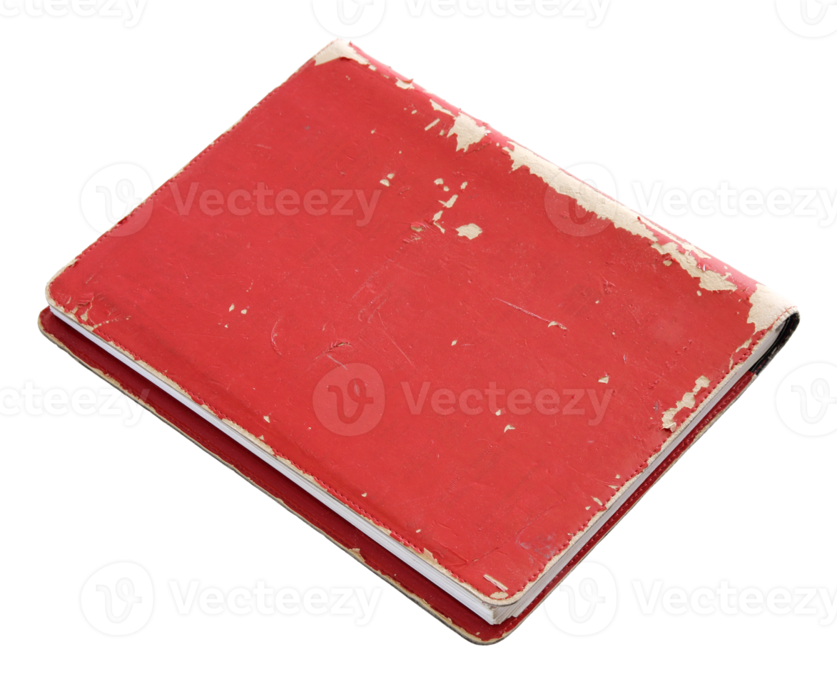 Old red cover book isolated with clipping path for mockup png