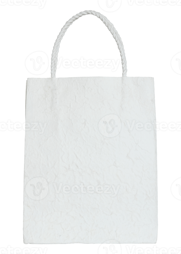 white handmade paper bag isolated with clipping path for mockup png