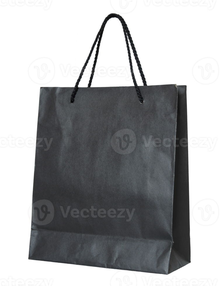 black paper bag isolated with clipping path for mockup png