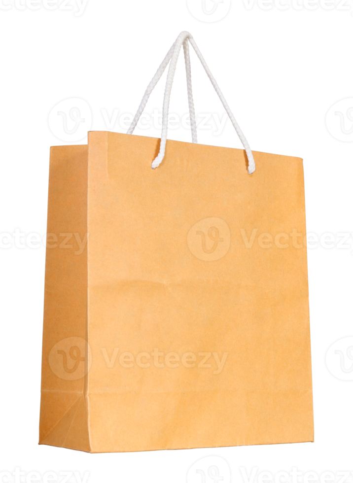Brown paper bag isolated with clipping path for mockup png