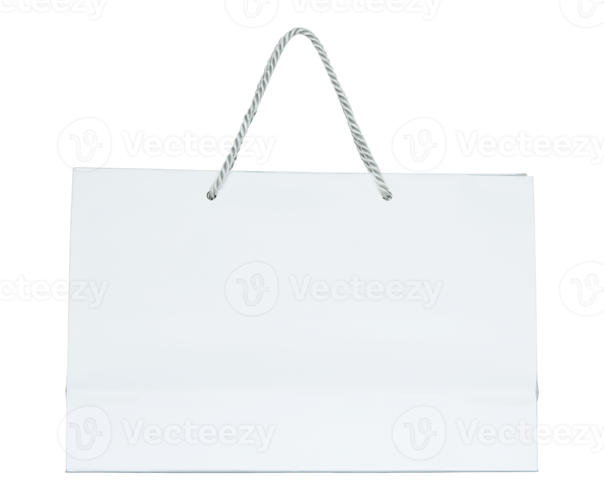 White paper shopping bag isolated with clipping path for mockup png