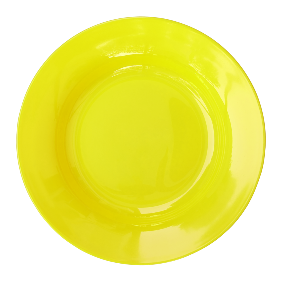 yellow empty plate isolated with clipping path for mockup png