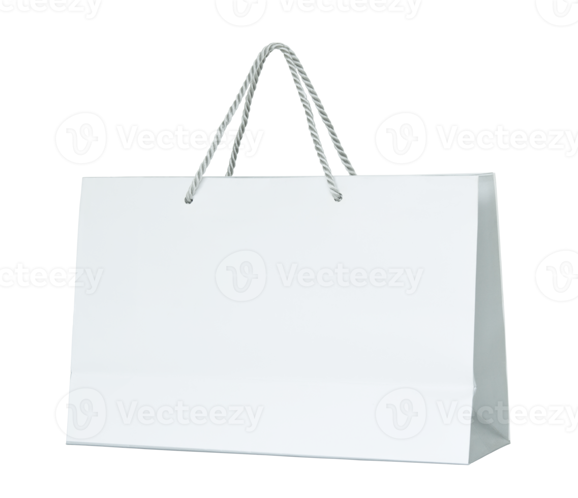 White paper shopping bag isolated with clipping path for mockup png