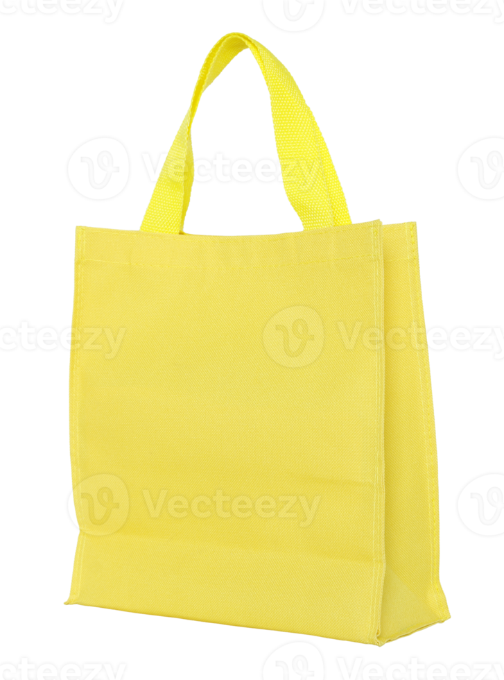 geel canvas boodschappen doen zak geïsoleerd met knipsel pad voor mockup png