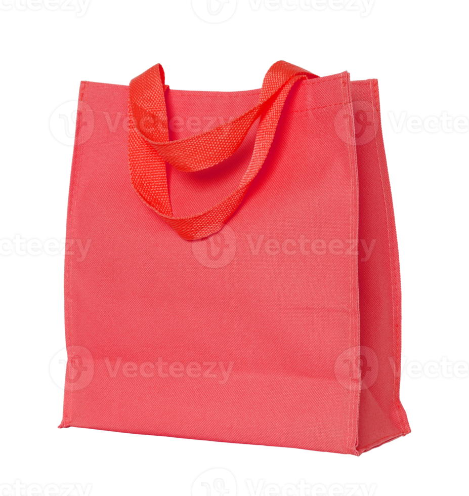 red canvas shopping bag isolated with clipping path for mockup png