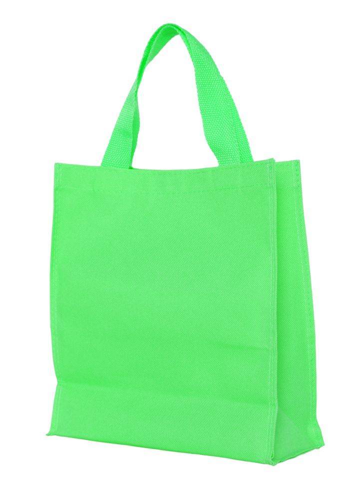 bolso de compras de lona verde aislado con ruta de recorte para maqueta png