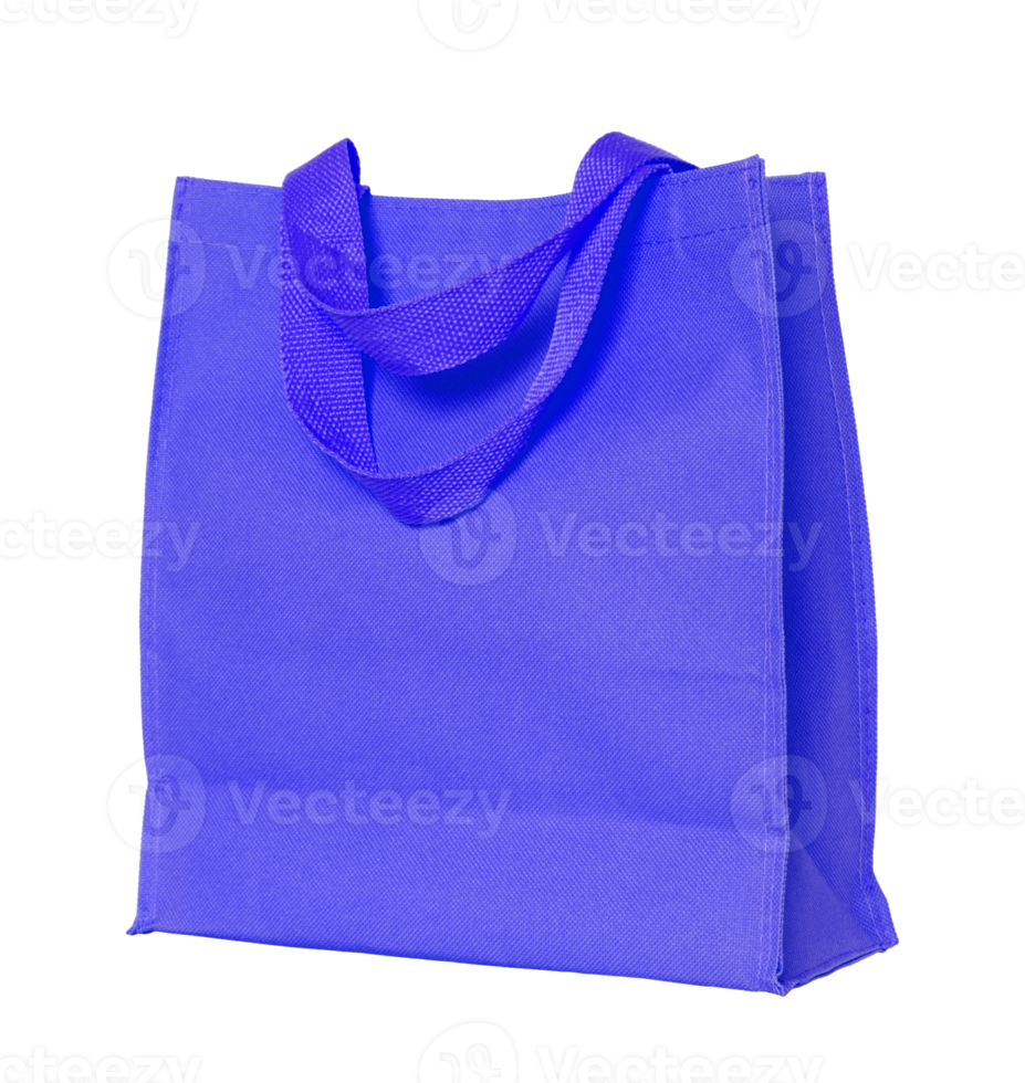blue canvas shopping bag isolated with clipping path for mockup png