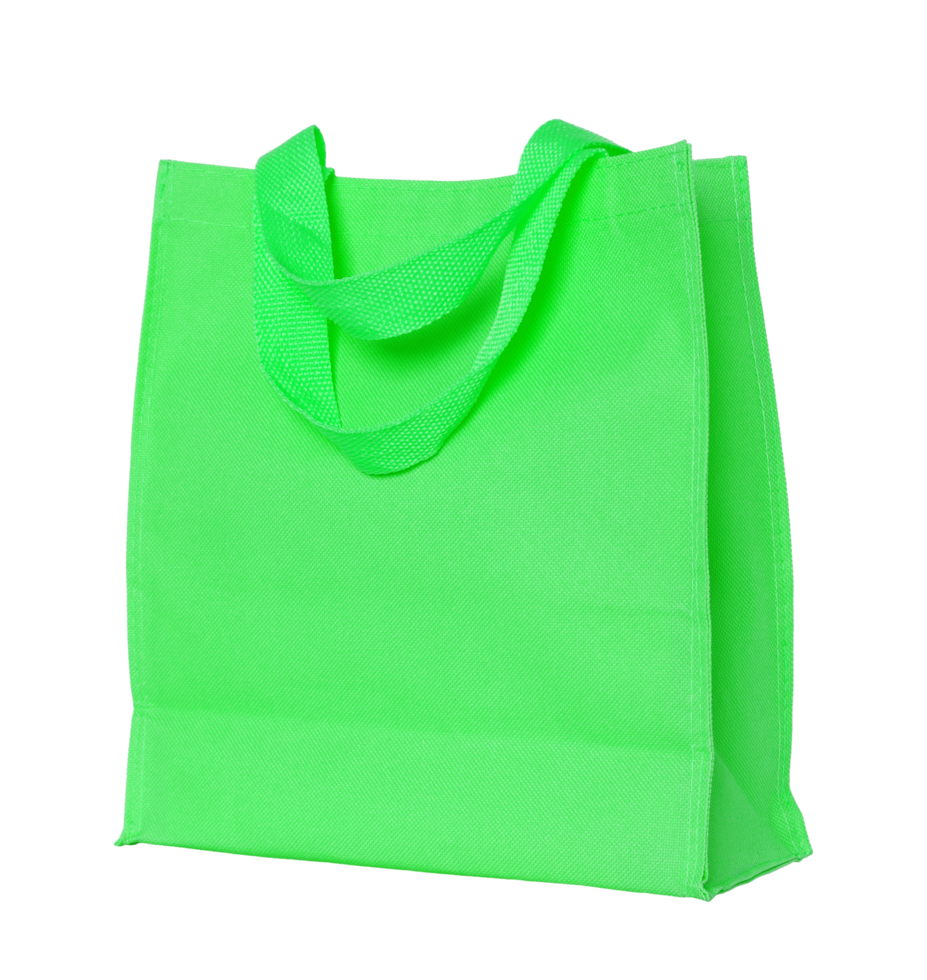 sac à provisions en toile verte isolé avec chemin de détourage pour maquette png