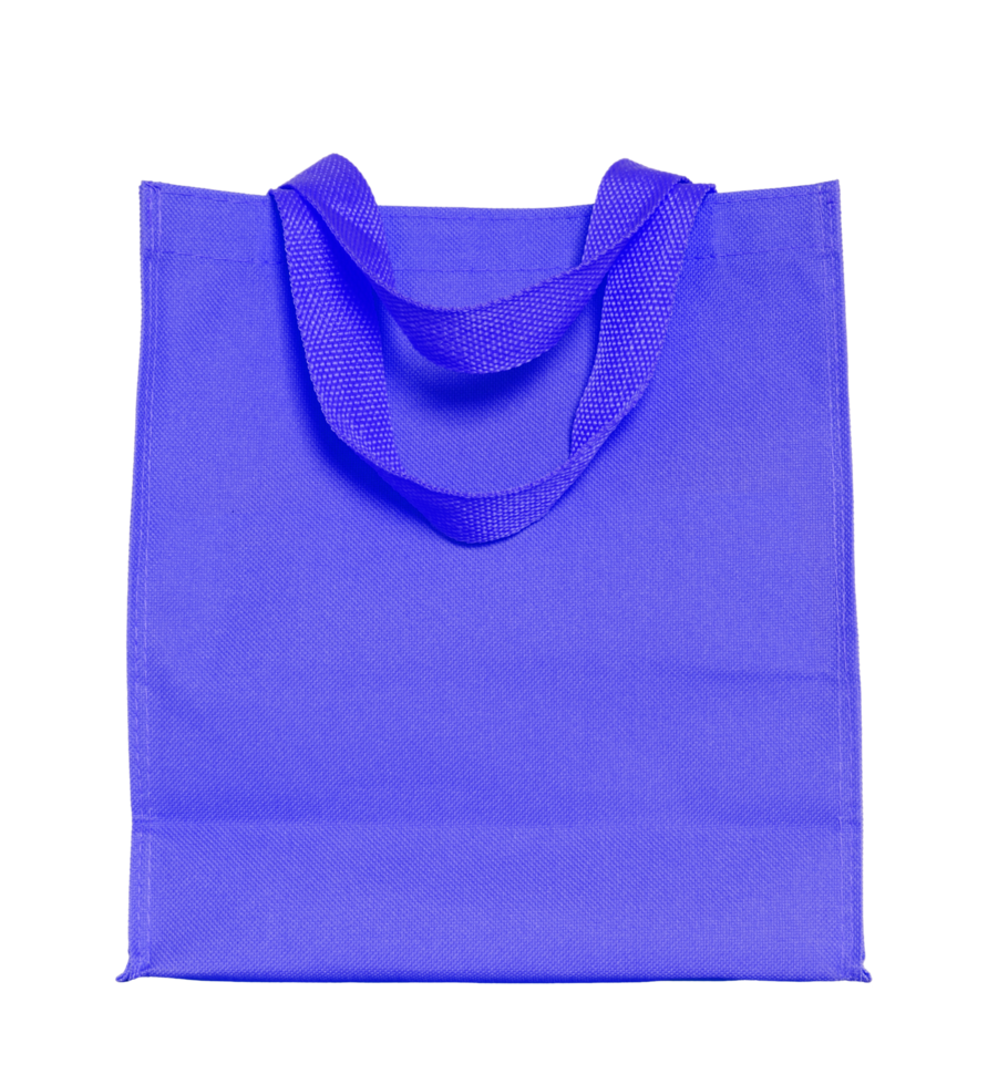 blue canvas shopping bag isolated with clipping path for mockup png