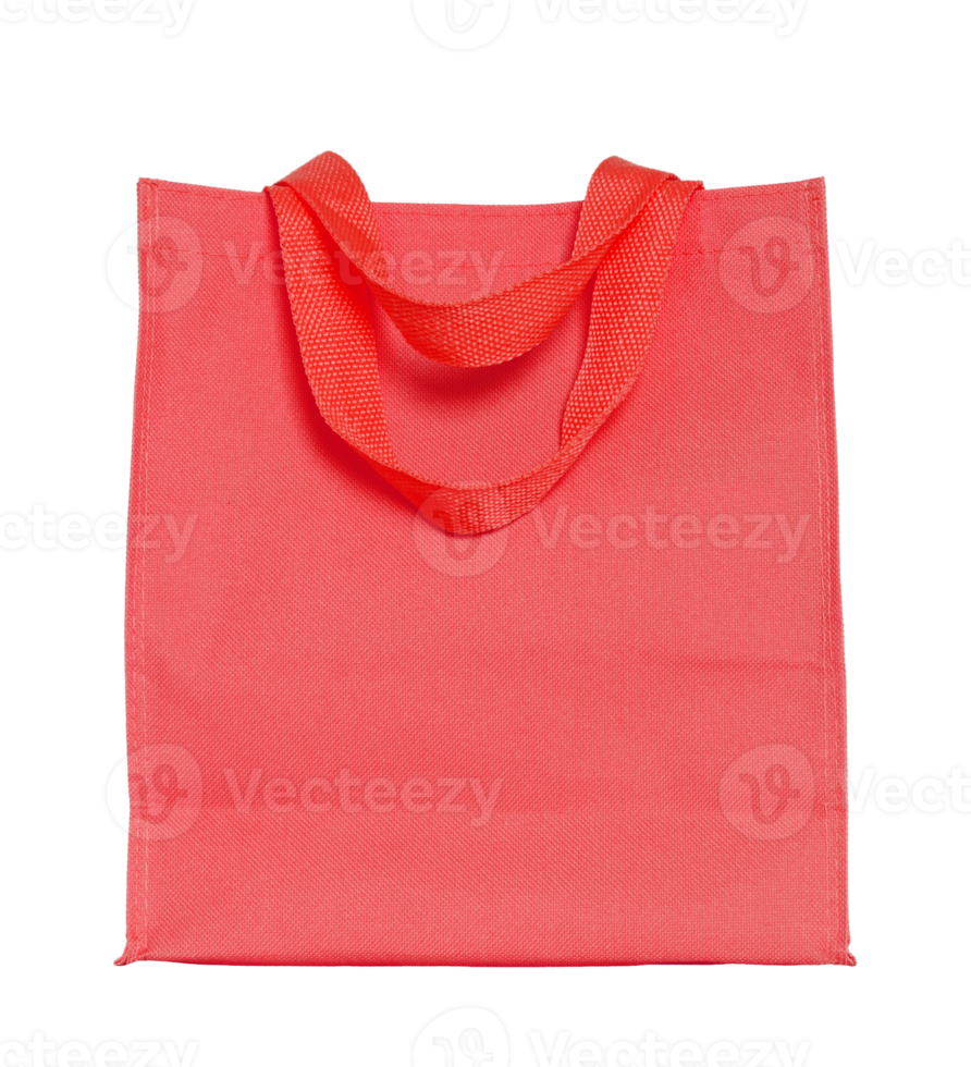 red canvas shopping bag isolated with clipping path for mockup png