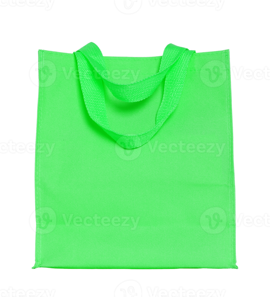 green canvas shopping bag isolated with clipping path for mockup png