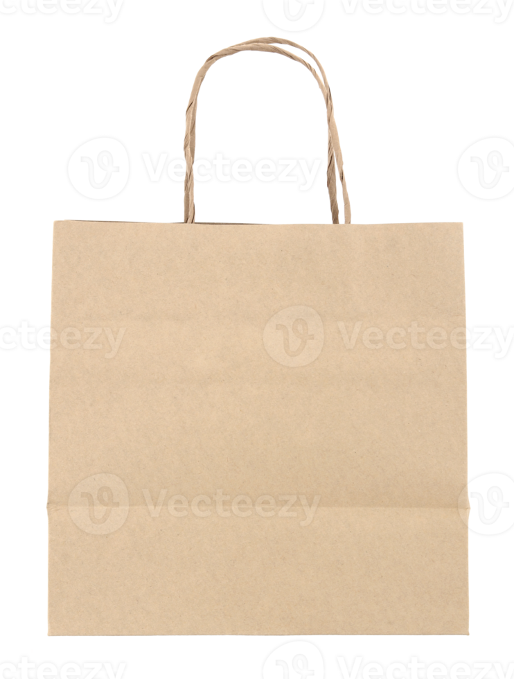 Brown paper bag isolated with clipping path for mockup png