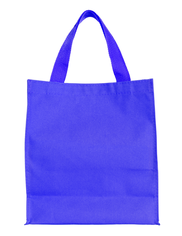 bolso de compras de lona azul aislado con ruta de recorte para maqueta png