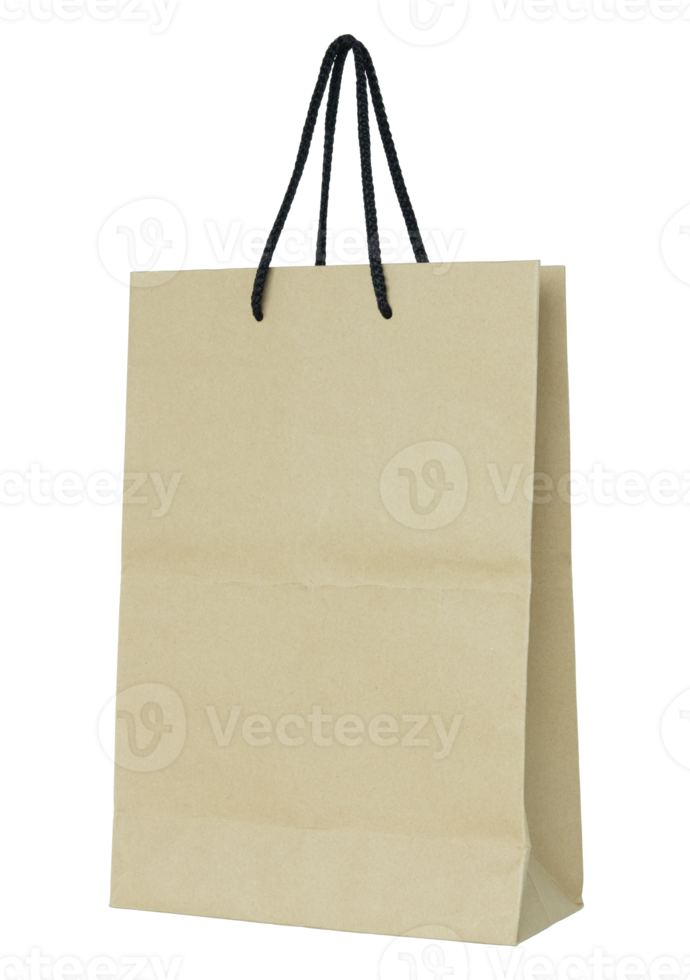 Brown paper bag isolated with clipping path for mockup png