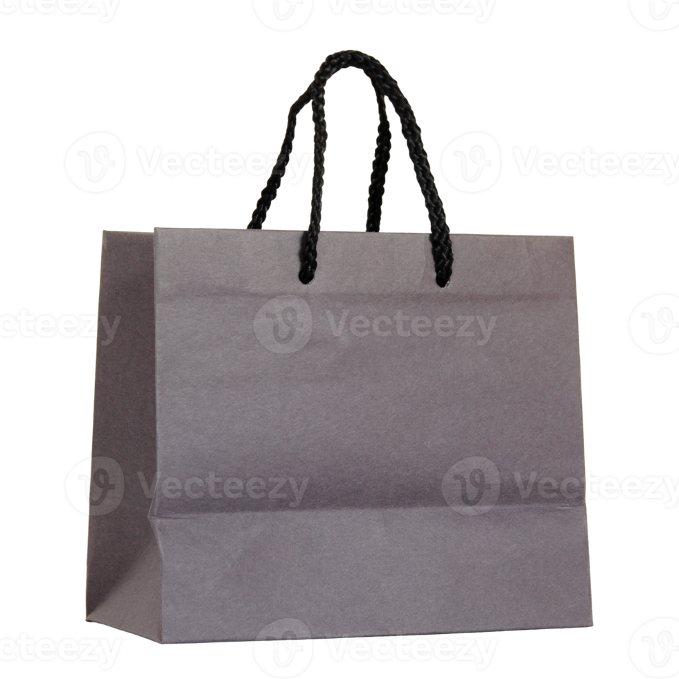 Gray paper bag isolated with clipping path for mockup png