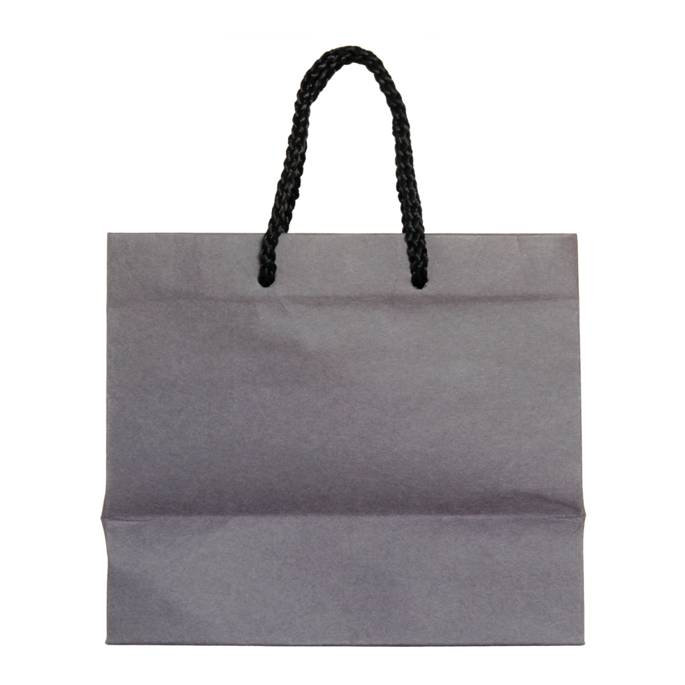 bolsa de papel gris aislada con trazado de recorte para maqueta png