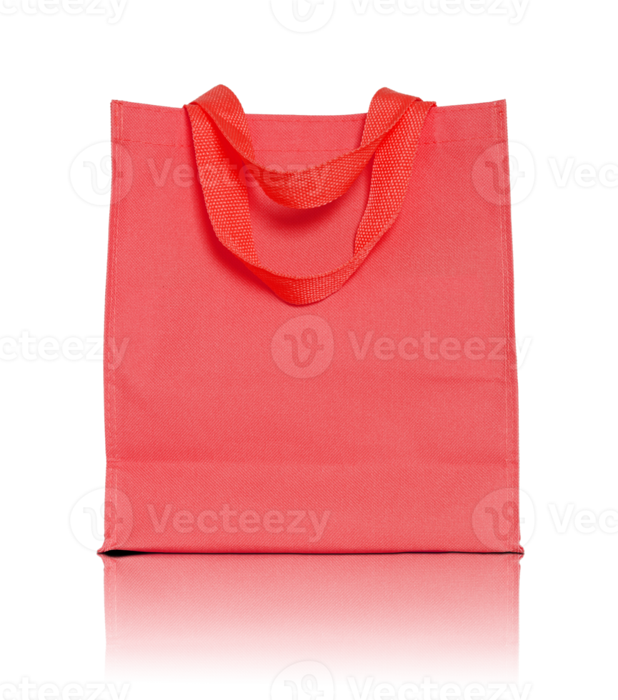 rood canvas boodschappen doen zak geïsoleerd met reflecteren verdieping voor mockup png