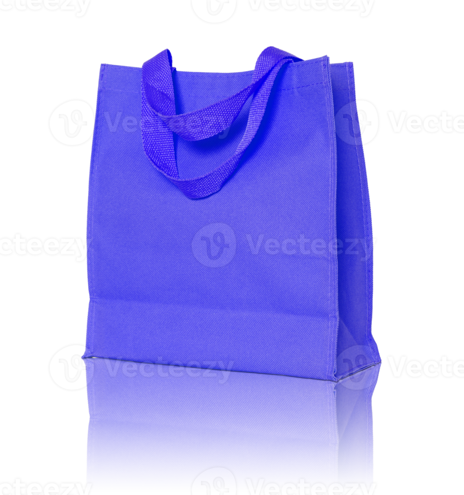 blue canvas shopping bag isolated with reflect floor for mockup png