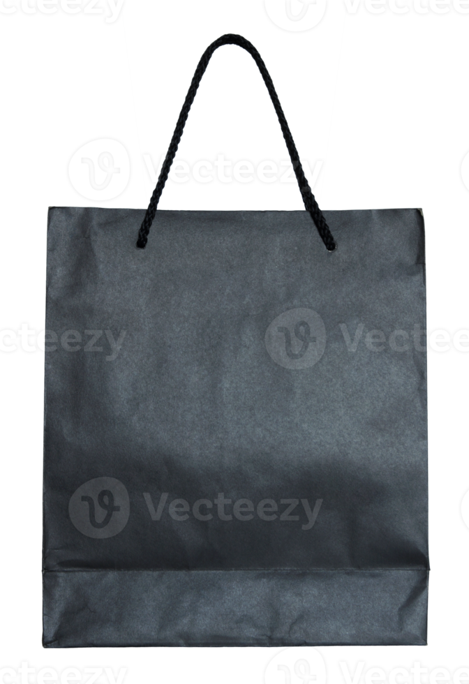 black paper bag isolated with clipping path for mockup png