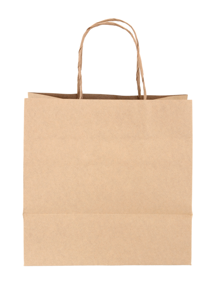 Brown paper bag isolated with clipping path for mockup png