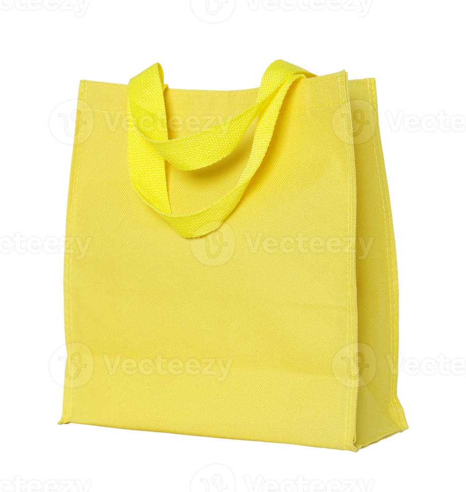 yellow canvas shopping bag isolated with clipping path for mockup png