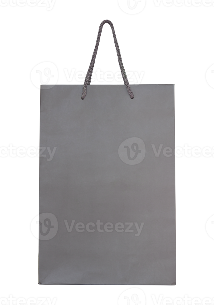Gray paper bag isolated with clipping path for mockup png