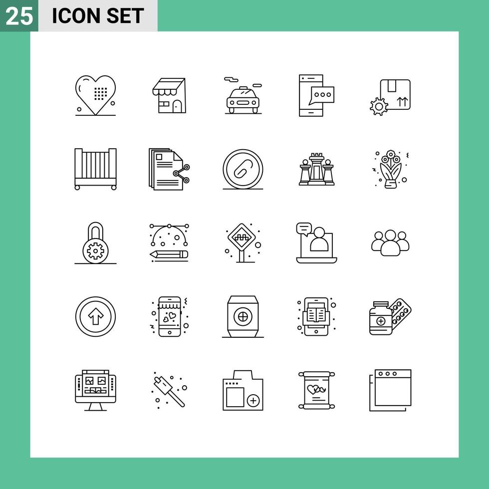 paquete de iconos de vector de stock de 25 signos y símbolos de línea para la marca tienda de teléfonos elementos de diseño de vector editables de contacto móvil