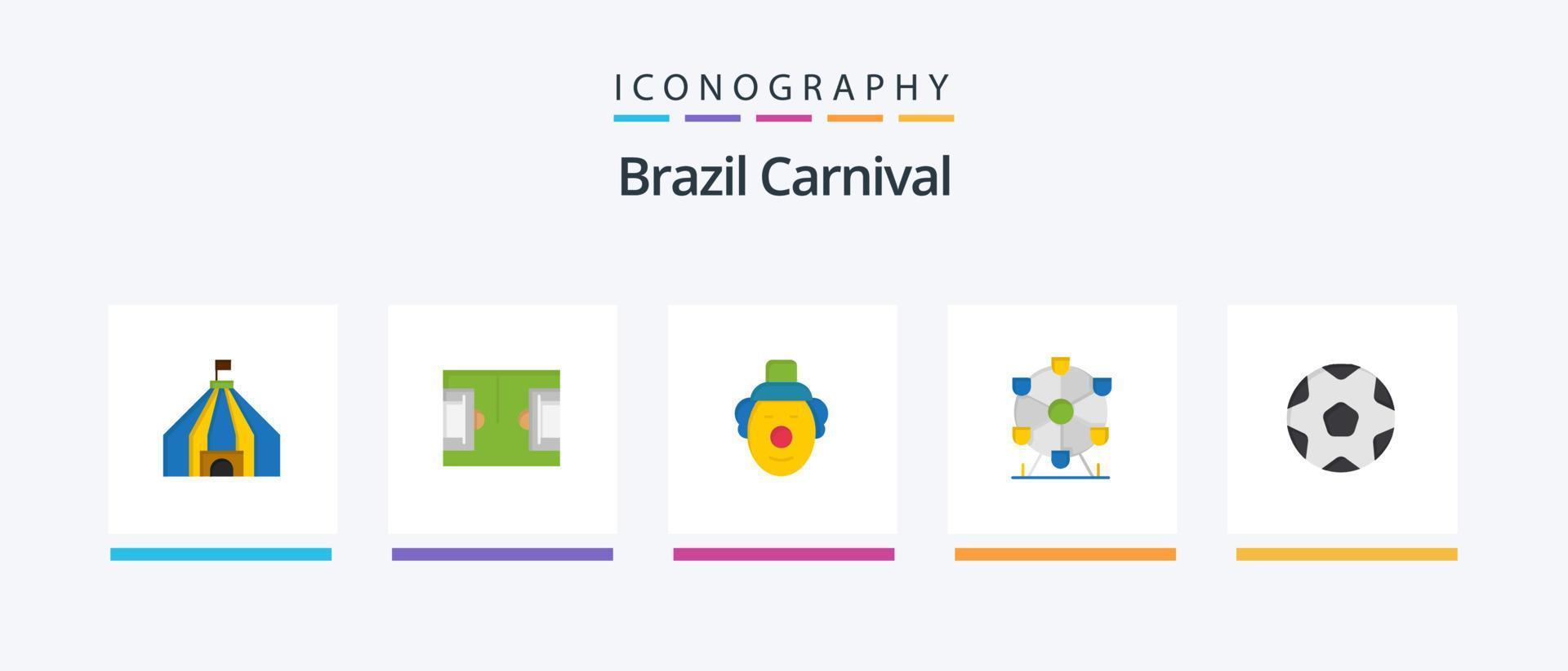 paquete de iconos flat 5 de carnaval de brasil que incluye circo. bufón. campo. celebracion. brasileño. diseño de iconos creativos vector