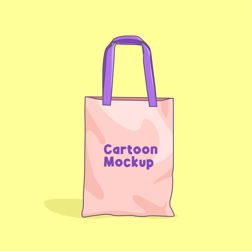Tote Bag Cartoon Mockup vector