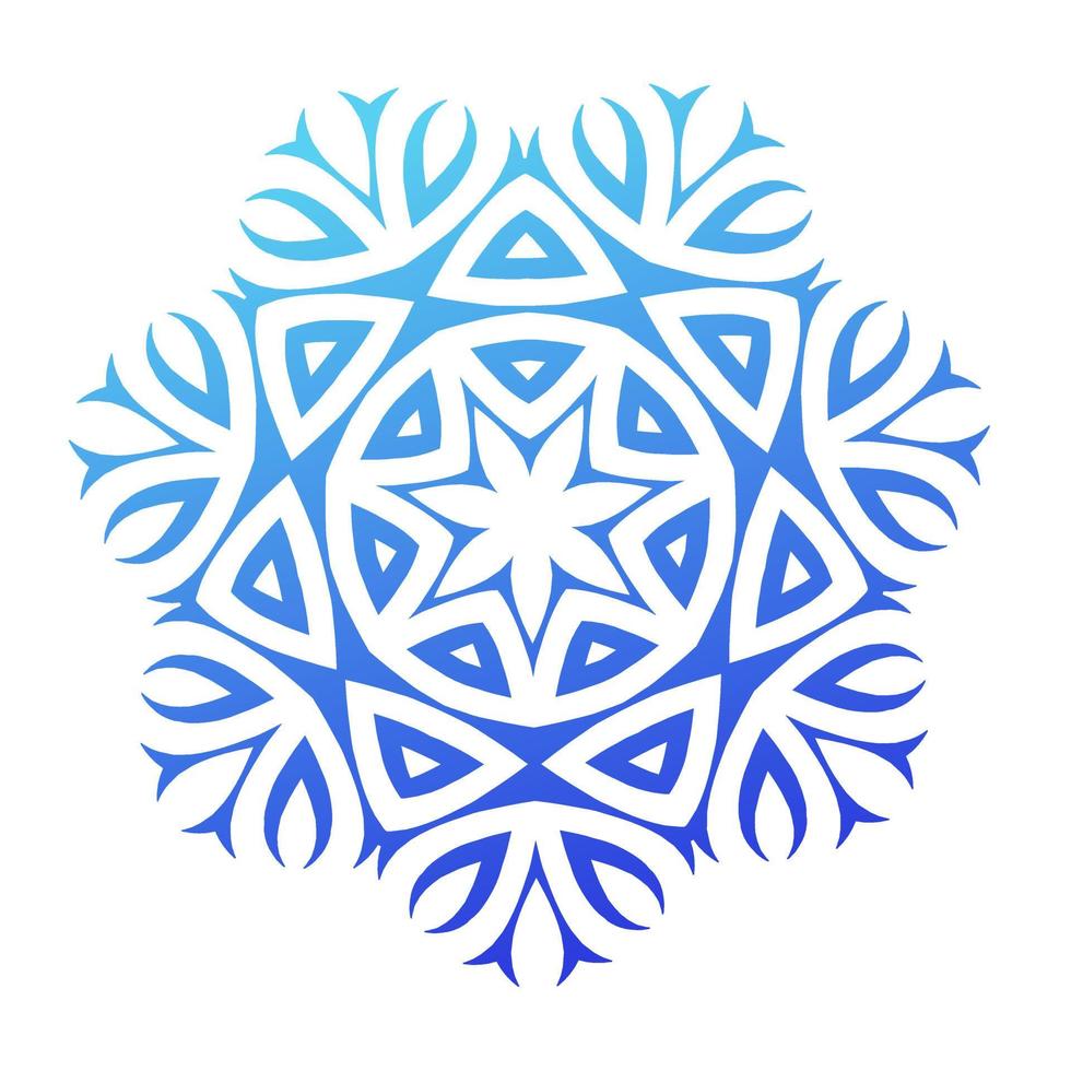 Geometric abstract snowflake figure. Winter blue snowflake. vector