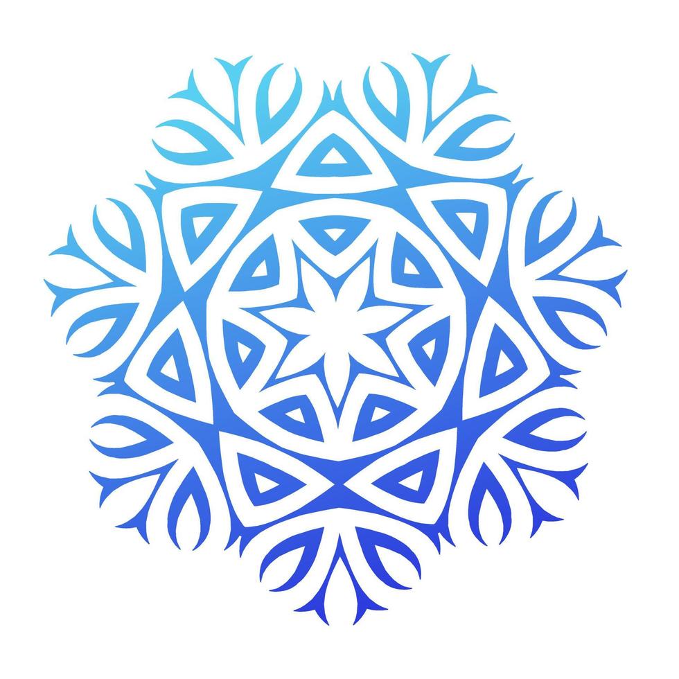 Geometric abstract snowflake figure. Winter blue snowflake. vector