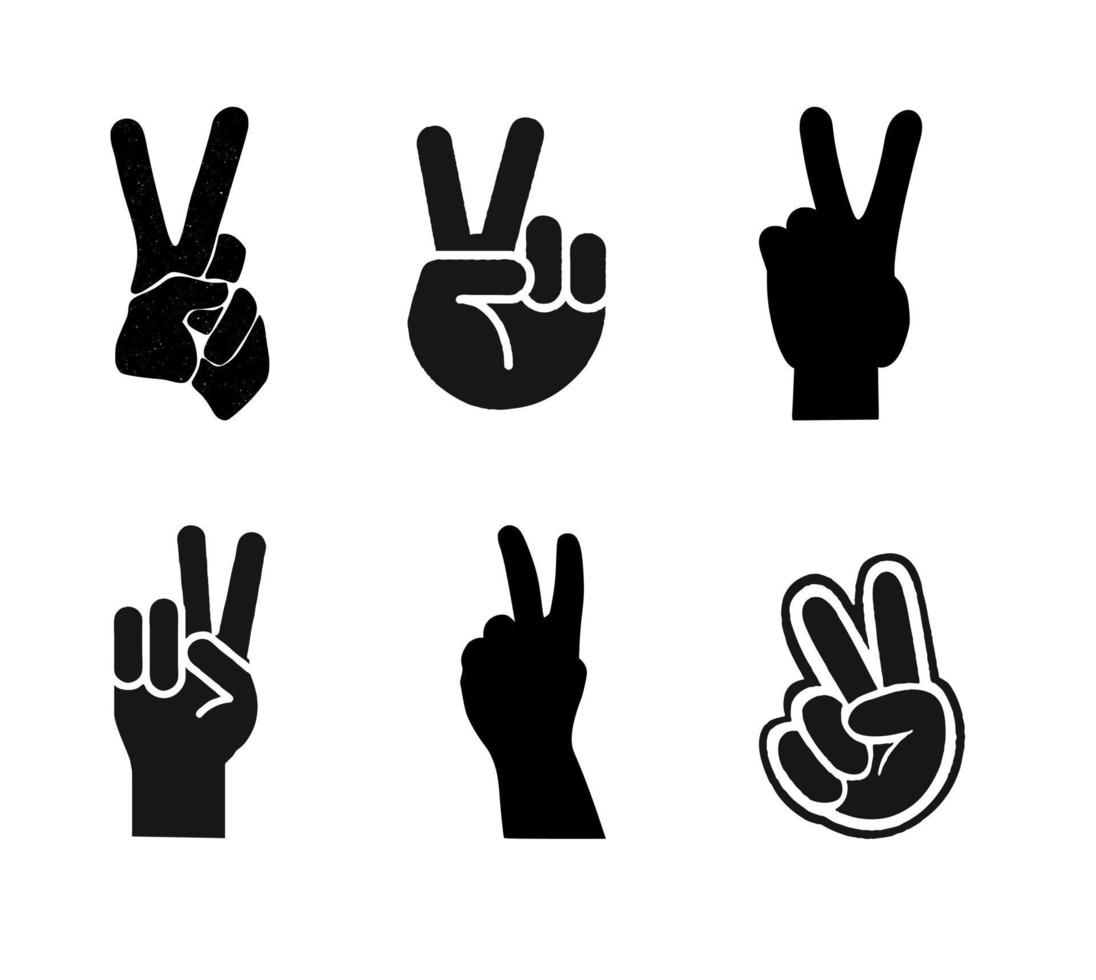 Set of 6 peace gestures. vector