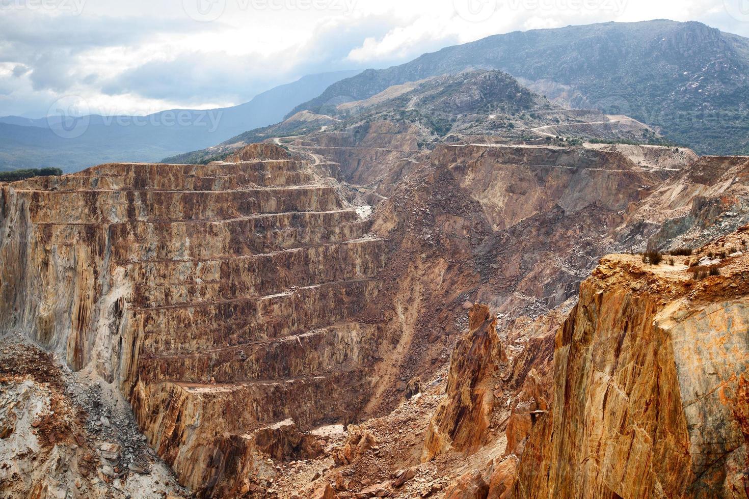 Aerial view of sections of open cut mining pit 17208580 Stock Photo at