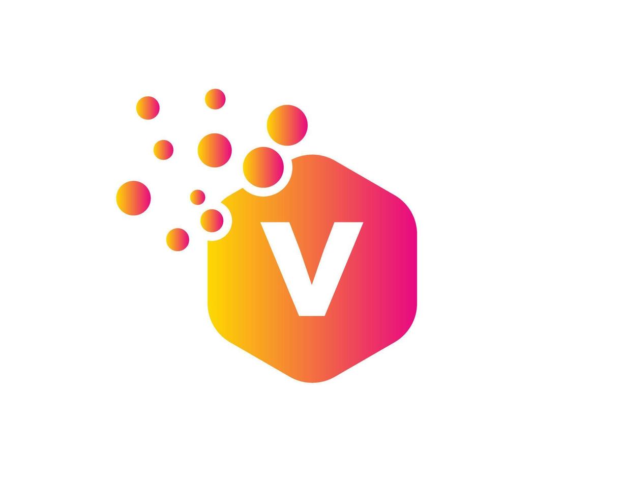 logotipo de letra v para símbolo de tecnología vector