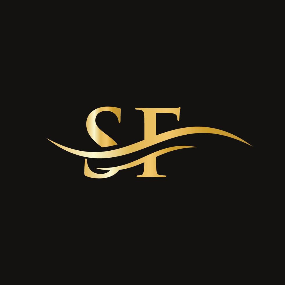 diseño de logotipo swoosh letter sf para identidad empresarial y empresarial. logotipo de onda de agua sf vector