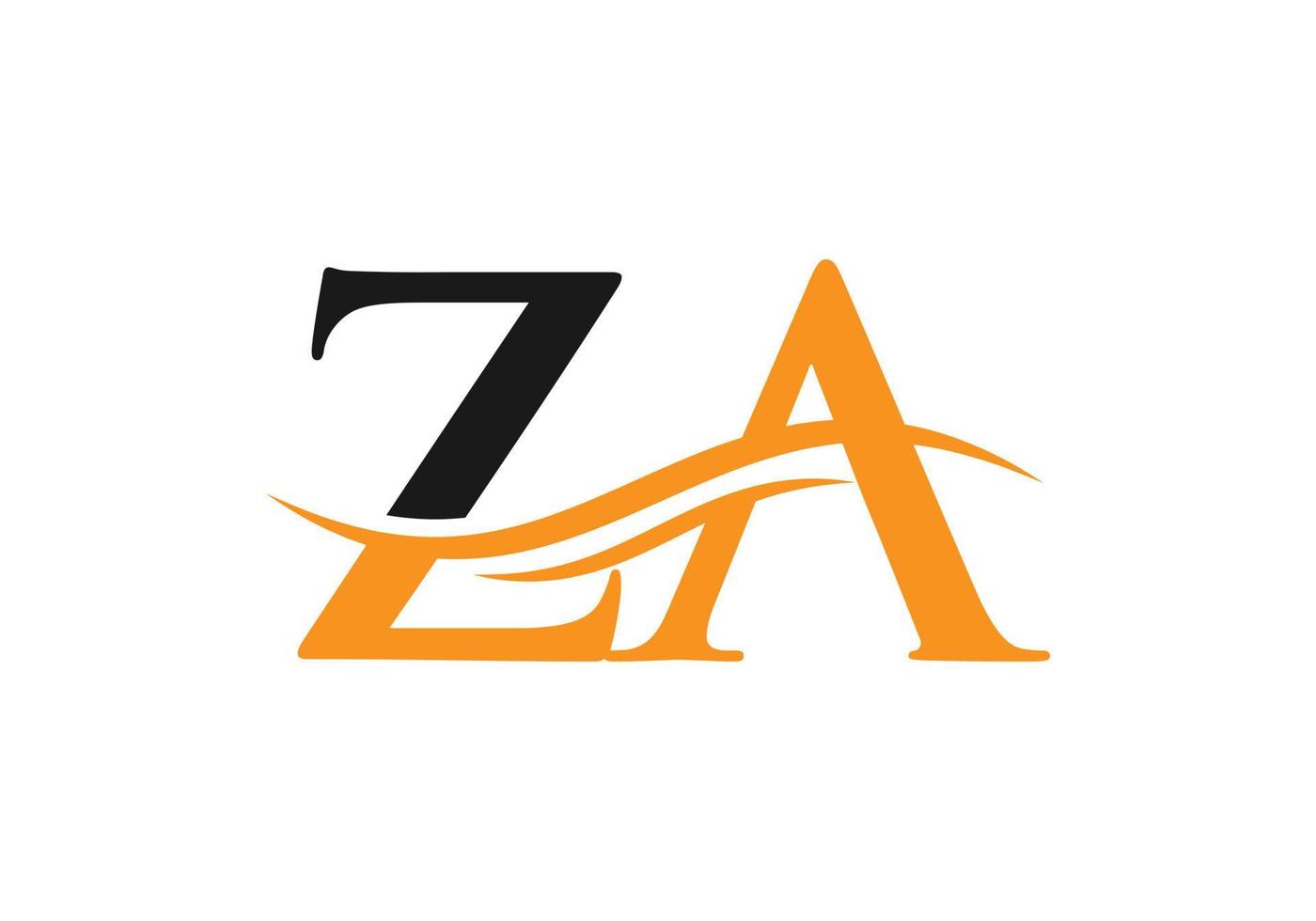 Water Wave ZA Logo Vector. Swoosh Letter ZA Logo Design for business and company identity vector