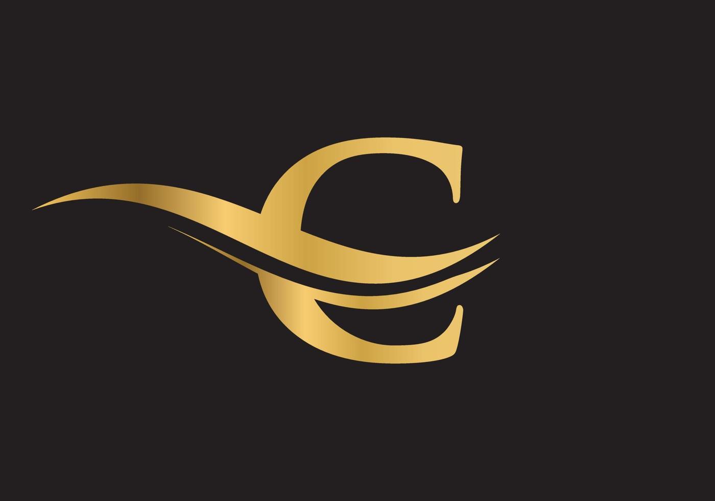 diseño del logotipo de la letra c. logotipo de onda de agua c vector