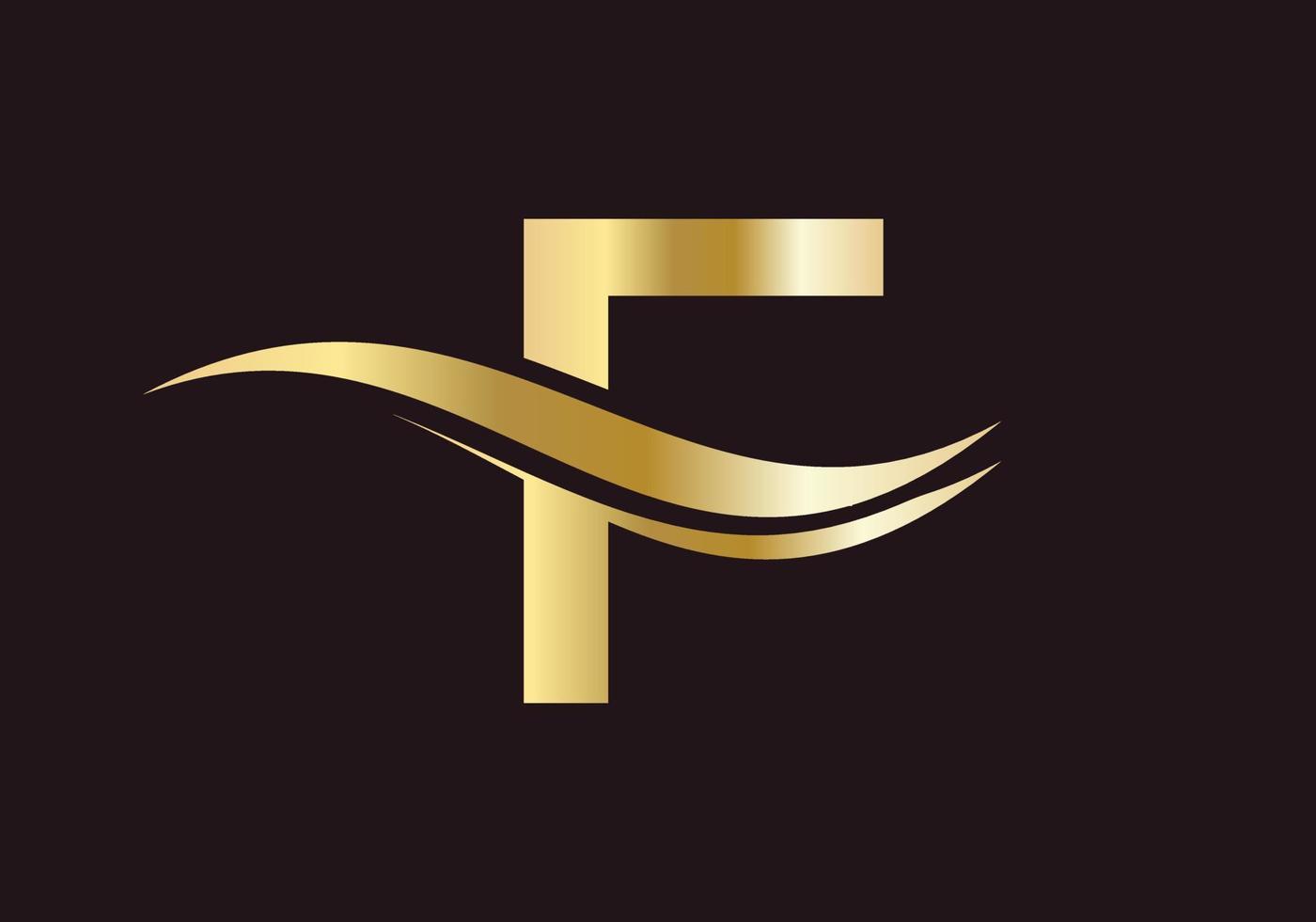 concepto de lujo del logotipo de la letra f vector