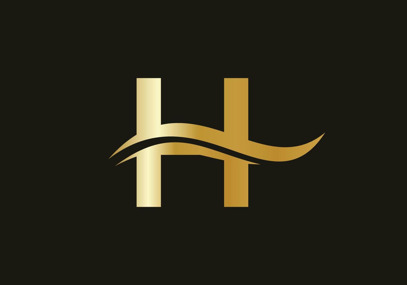 Swoosh Letter H Logo Design Vector Template