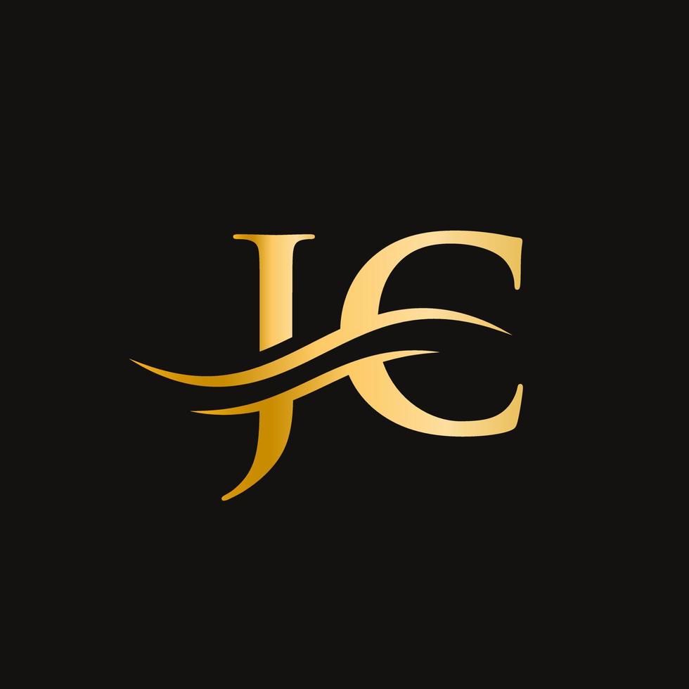 Diseño del logotipo de la letra jc de Swoosh para la identidad comercial y de la empresa. logotipo de onda de agua jc con moda moderna vector