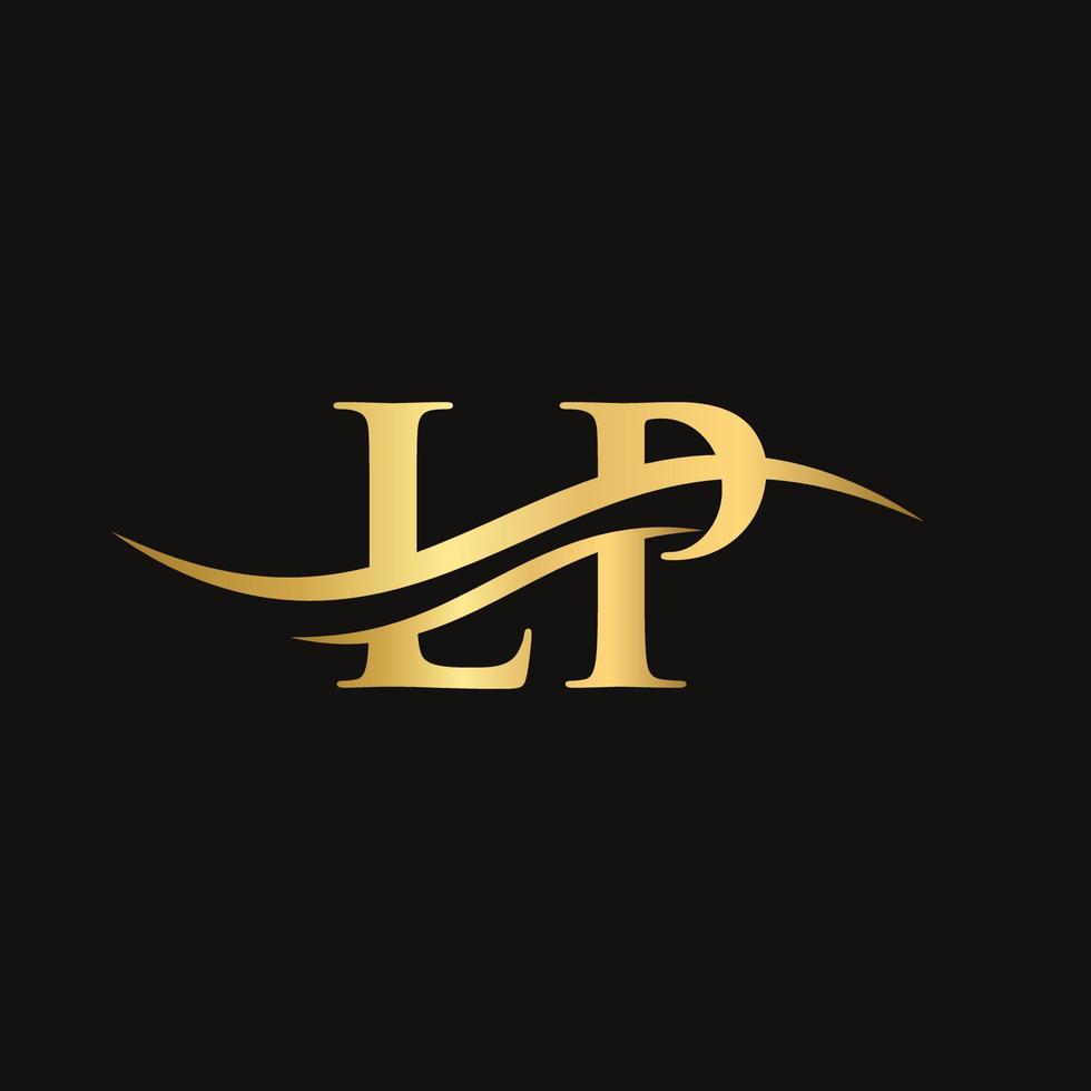 plantilla de vector de logotipo vinculado a la letra lp inicial. diseño del logotipo de la letra swoosh lp. vector de diseño de logotipo lp