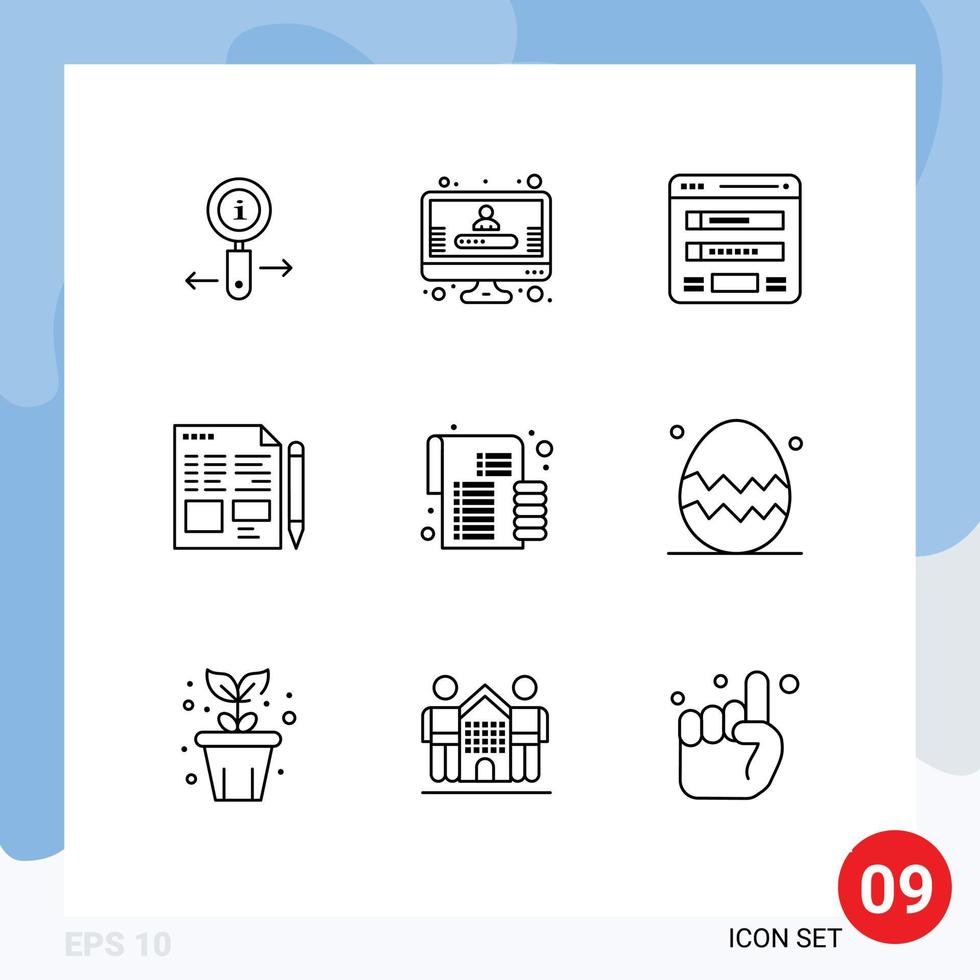 Mobile Interface Outline Set of 9 Pictograms of coins education form pencil file Editable Vector Design Elements