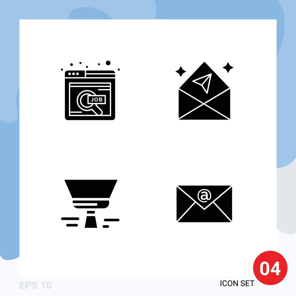 paquete de iconos de vector de stock de 4 signos y símbolos de línea para encontrar elementos de diseño de vector editables de herramienta de correo de trabajo en línea de pintura