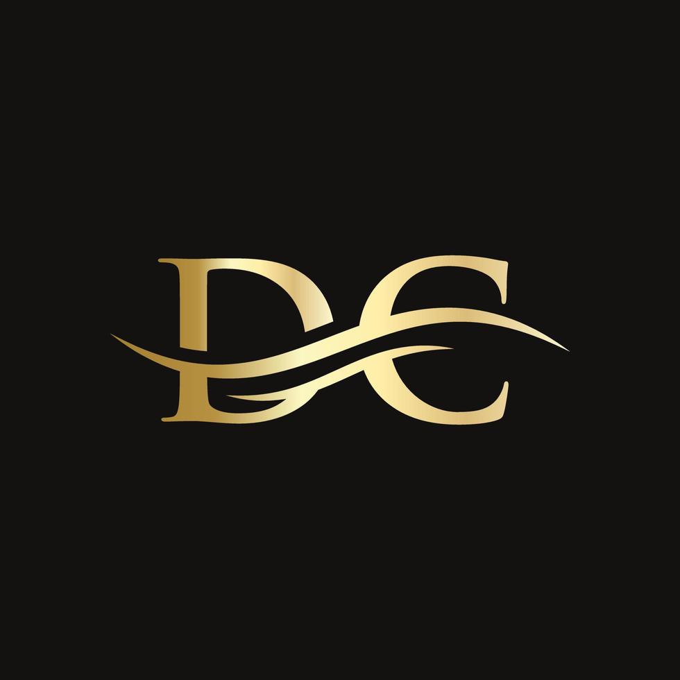DC logo Design. Premium Letter DC Logo Design with water wave concept vector