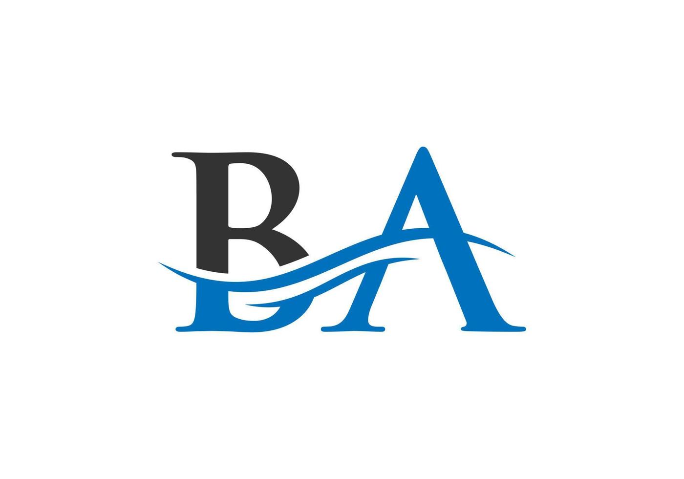 BA logo Design. Premium Letter BA Logo Design with water wave concept vector