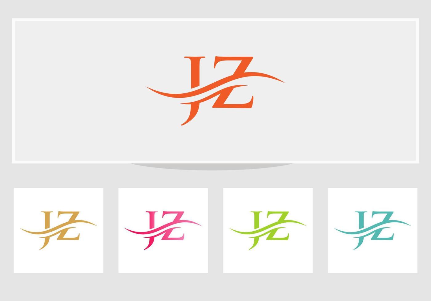 JZ Logo design vector. Swoosh letter JZ logo design. Initial JZ letter linked logo vector template