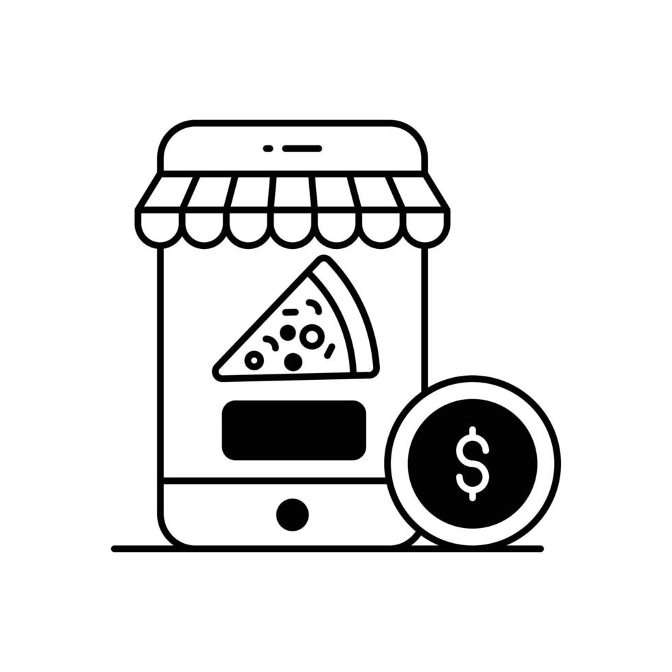 Online Restaurant Vector Icon Gylph Style Illustration. EPS 10 File