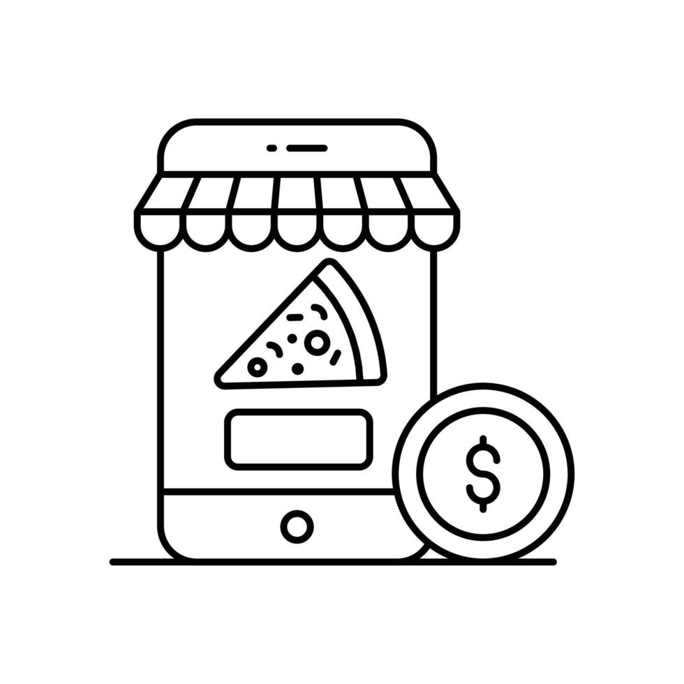 ilustración de estilo de línea de icono de vector de restaurante en línea. archivo eps 10